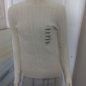 St. John's Bay Women's Ivory Cable Knit Sweater